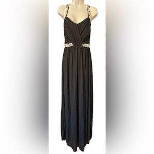 Black Formal Prom Dress with Gemstone Detailing